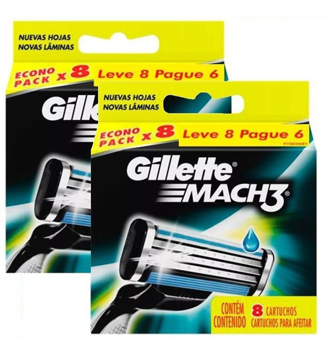 Carga Gillette Mach3 Refil Mach 3 16 Unidades (2 Packs De 8)