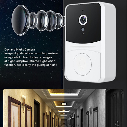 Cámara De Vídeo Con Timbre Wifi Hd De 2 Vías, Inalámbrica Y
