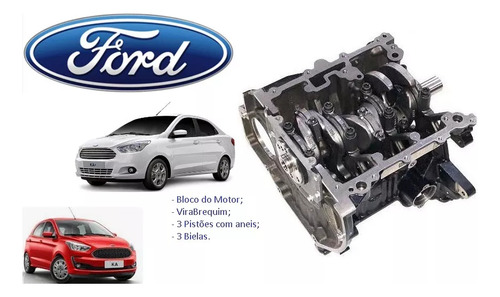 Motor Parcial Do Ka 1.0 3 Cilindros Original Ford