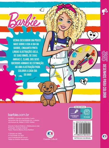 Livro 365 Desenhos Colorir Infantil Boneca Barbie Menina - Papelaria de  Brinquedo - Brinquedo Pedagógico e Papelaria