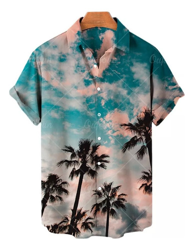 Camiseta De Manga Corta Estilo Hawaiano Para Hombre