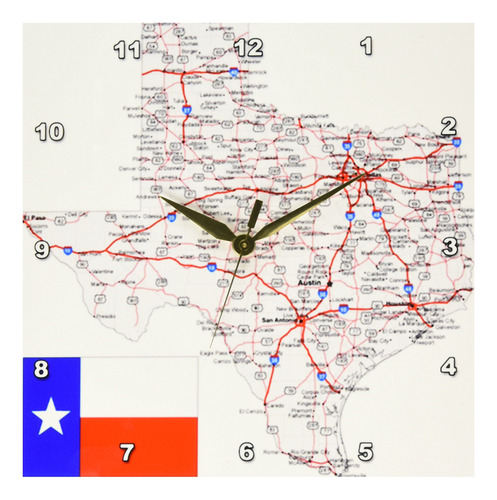 3drose Dpp__1 Reloj De Pared Enmarcado Del Estado De Texas .
