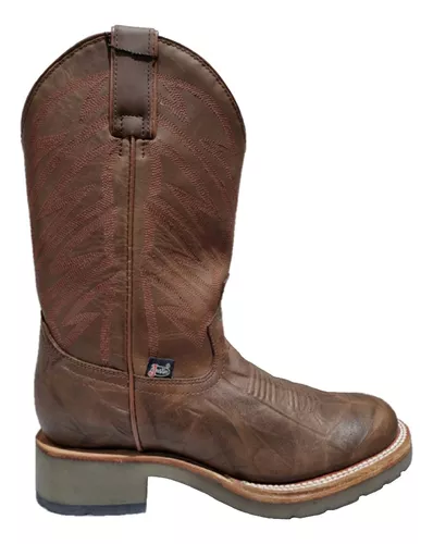Bota Tipo Rodeo Oval Hombre Marca Justin Color Waxy Brandy