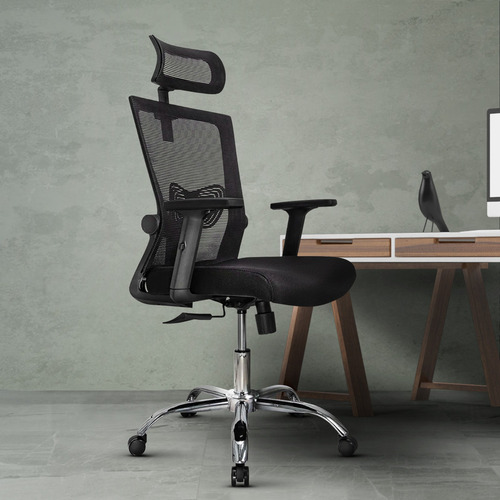 Silla De Oficina Presidente Ergonomus Delphi Base Cromada Color Negro Silla de Escritorio para Home Office