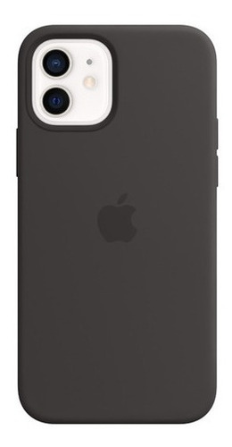 Funda con carga inalámbrica Apple Silicona MagSafe negro con diseño negro para Apple iPhone iPhone 12 / iPhone 12 Pro