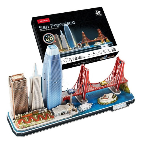 Imagen 3 de 4 de Puzzle 3d Con Luces Arquitectura Ciudad De San Francisco