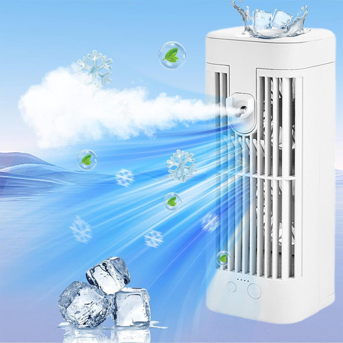 Mini Enfriador Portatil Ventilador de aire acondicionado con nebulización y luz nocturna de mesa
