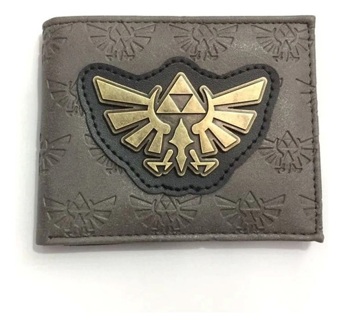 Cartera Zelda Trifuerza Metal Dorado Café Caballero