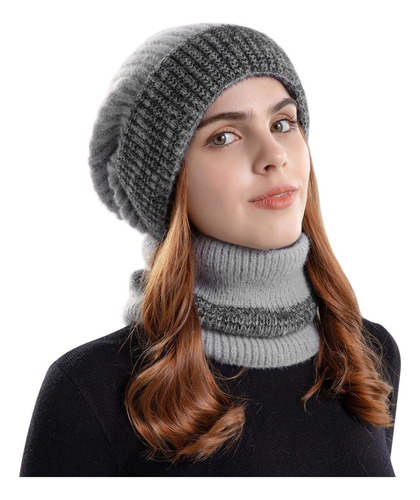 A Gorro De Punto De Invierno Cálido Conjuntode Gorro Y