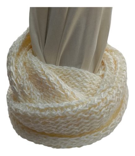 Cuello Bufanda Infinito En Telar Abrigado Beysedi Pesado Natural Liso Cruzado Unico
