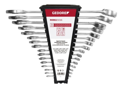 Imagem 1 de 6 de Jogo Chave Combinada Em Polegadas 1/4'' - 1.1/4'' Gedore Red