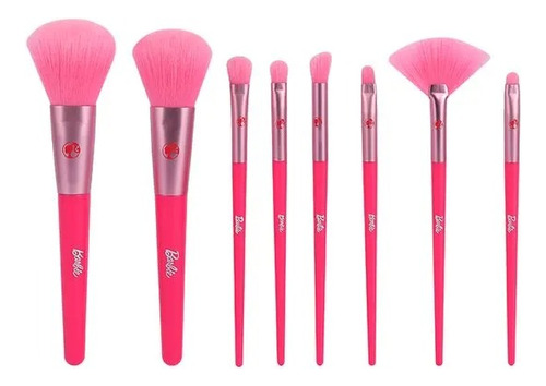 Barbie Juego Brochas Maquillaje 8piezas Rosa Miniso