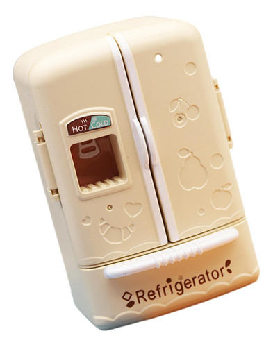 Muebles De Refrigerador De Doble Puerta En Miniatura Beige