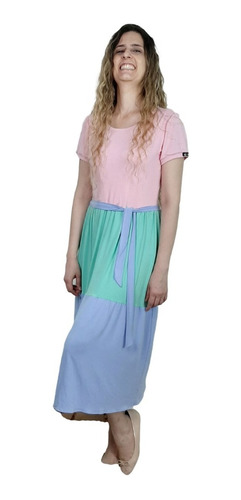 Imagem 1 de 3 de Vestido Midi Multicolor Tendência Moda Evangélica Feminina 