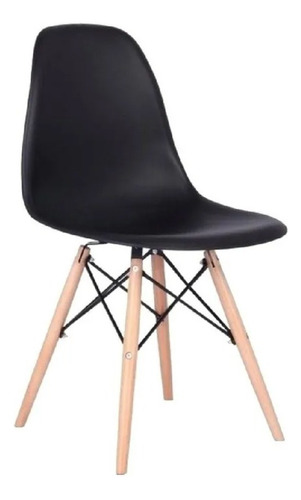Silla Eames Sillon Para Comedor Patas De Madera Negra Estructura de la silla Negro