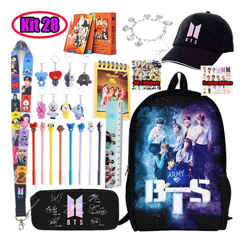 Kit 28: Mochila Boy Band Coreano+pulsera Bts+gorro