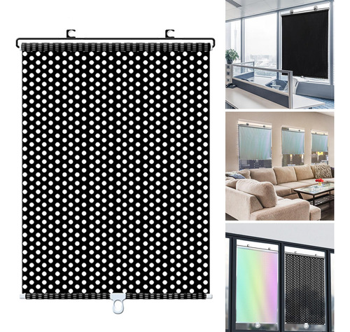 Persianas Enrollables Con Ventosa, 45x125cm Puntos Negros