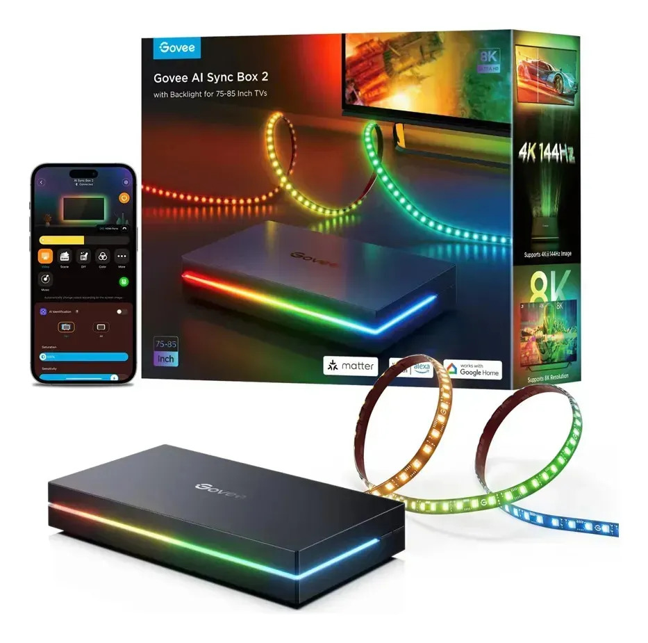 Govee Ai Sync Box 2 Hdmi 2.1 8k Rgbicw Para Tvs 75-85 Pol