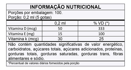 Vitamina D3 Liquida K2 5 Gotas 2000ui De Vitamina D 20ml