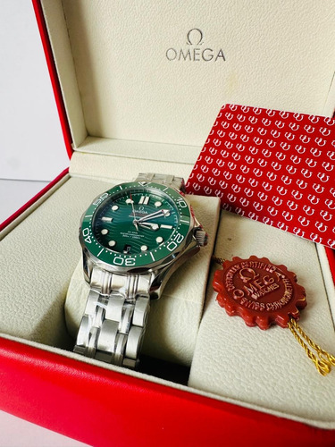 Reloj Omega Seamaster Coaxial Verde/plateado Men Plateado Plateado Verde Musgo (Usado)