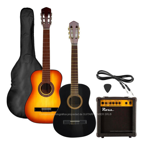 Guitarra Electrocriolla Mediana Niño + Ampli 15w + Funda Env