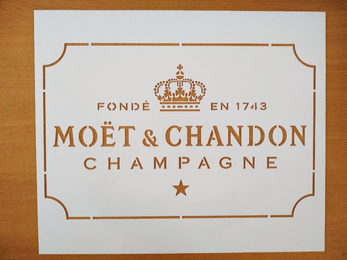 Stencil Champagne Vintage Moet Chandon En Lamina De 60x50