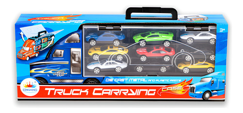 7 Vehículos Die Cast Metal Poky Moky Con Trailer Color Rojo