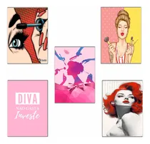 Comprar Kit 5 Placas A3 Salão De Beleza Enfeite Spa Decorativas
