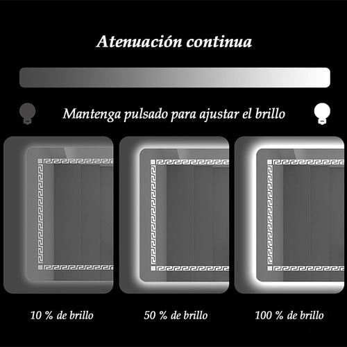 Artmu® Espejo Rectangular Led Baño De Pared Con 3 Modo De Luz Cálido Y Natural Y Blanco Con Función Antivaho De 50cmx70cm