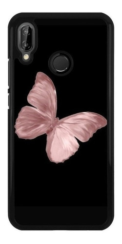 Funda Protector Para Huawei Mariposa Rosa Fondo Negro N