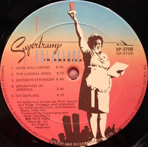 Imagen 3 de 3 de Vinilo Supertramp Breakfast In America 1979 The Logical Song