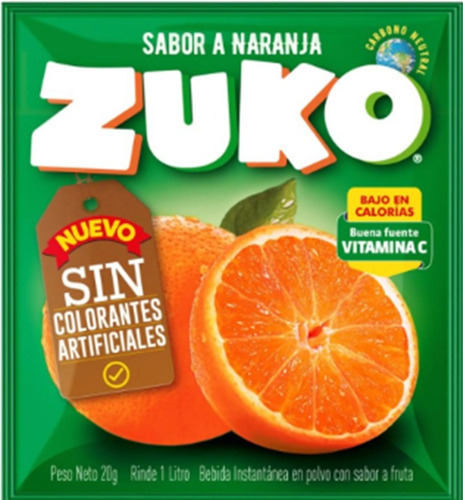 Jugo Zuko  En Polvo Sabor Naranja X 50 Sobres