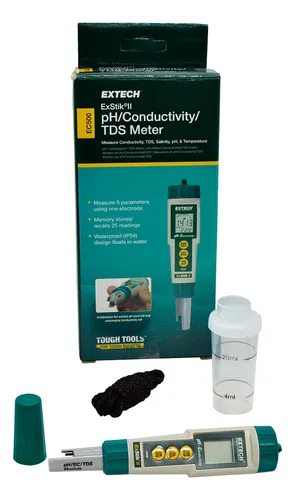 Medidor De Ph Conductividad Temperatura tds salinidad exstik Extech Ec500  profesional 0.01ph con Memoria y grafico | Meses sin interés