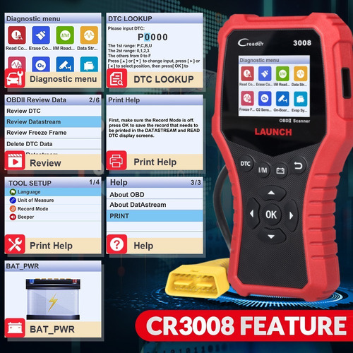 Imagen 6 de 9 de Escaner Automotriz Launch 3008 Creader Cr3008 Scanner