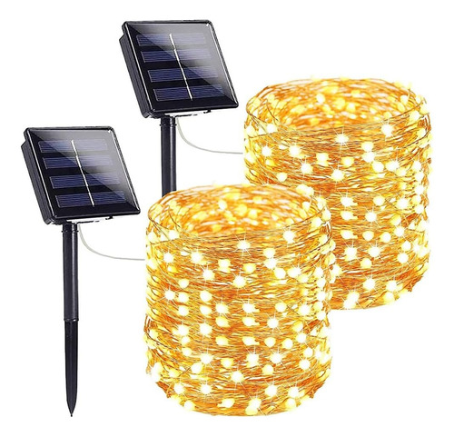 2 Pack Luces Solares Cargador 22m 200 Led Luz Solar Alambre