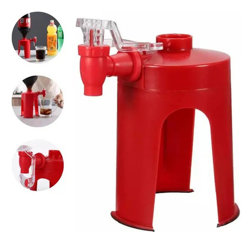 Suporte Com Torneira Dispenser Para Garrafa De Refrigerante Cor Vermelho