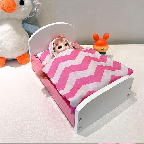 Dollhouse En Miniatura Con Juego De Ropa De Cama Mini Rosa