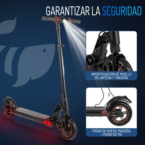 HONEY WHALE F4 Scooter Eléctrico Plegable para Adultos, Patin electrico con Motor de 450W, Velocidad Máxima 30KM/H Autonomía 13KM, 3 Velocidades, Llantas Sólidas HONEYWHALE