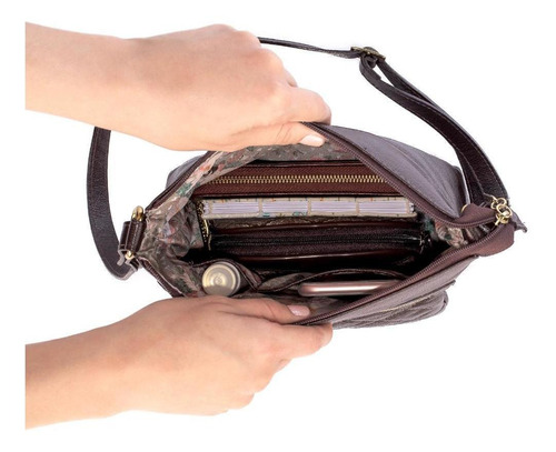 Bolsa Transversal Matelassê De Couro Liso Bia - Café