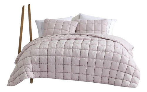 Set Edredón Stratus Matrimonial/queen 3 Piezas Color Rosa Claro