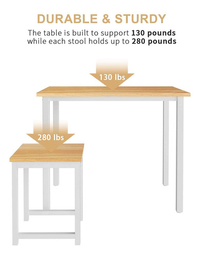 Juego De 2 Mesas De Comedor Pequeñas Para 2 Y Taburetes Mode