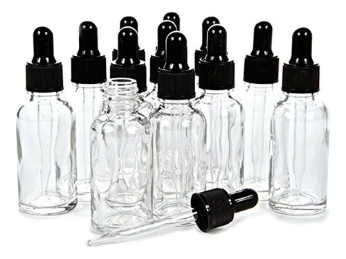 Botellas De Vidrio Transparente Vivaplex Con Gotero, 1 Onza