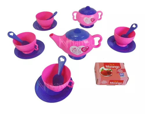 Kit Cozinha Infantil Jogo De Chá Brinquedo C/ Xícara + Bule Cor