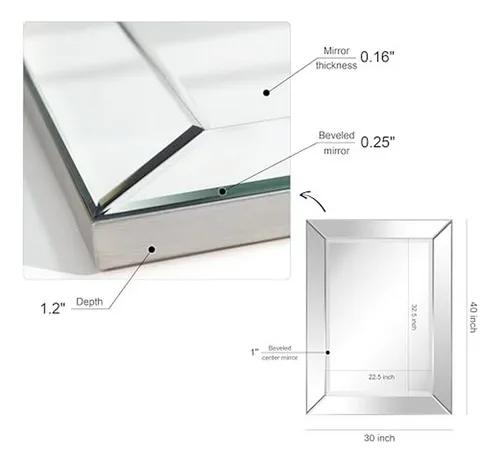 Espejo De Pared De Madera Sólida 40 X30 , Listo Para Colgar