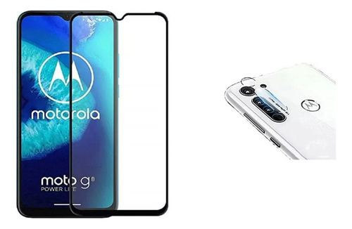 Vidrio Templado Full + Cám Compatible Con Moto G8 Power Lite