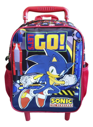 Mochila Infantil Escolar Sonic 30x23x10 + Ruedas / Carro