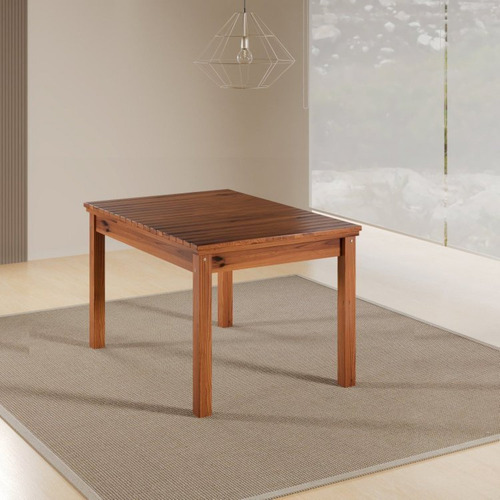 Conjunto Mesa 120x75cm E 6 Cadeiras De Madeira Pinus Bdwt