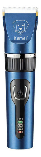 Cortadora de pelo para mascotas Kemei KM-CW12 color azul con negro 127V