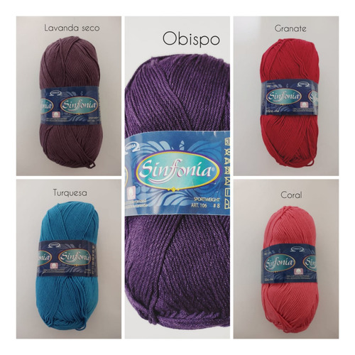 Hilaza Sinfonia Paq. De 3 Madejas, Colores A Elegir