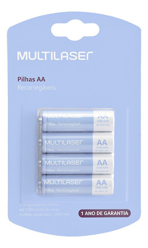 Pilha Recarregavel Multilaser Aa Com 4 Un - Cb052